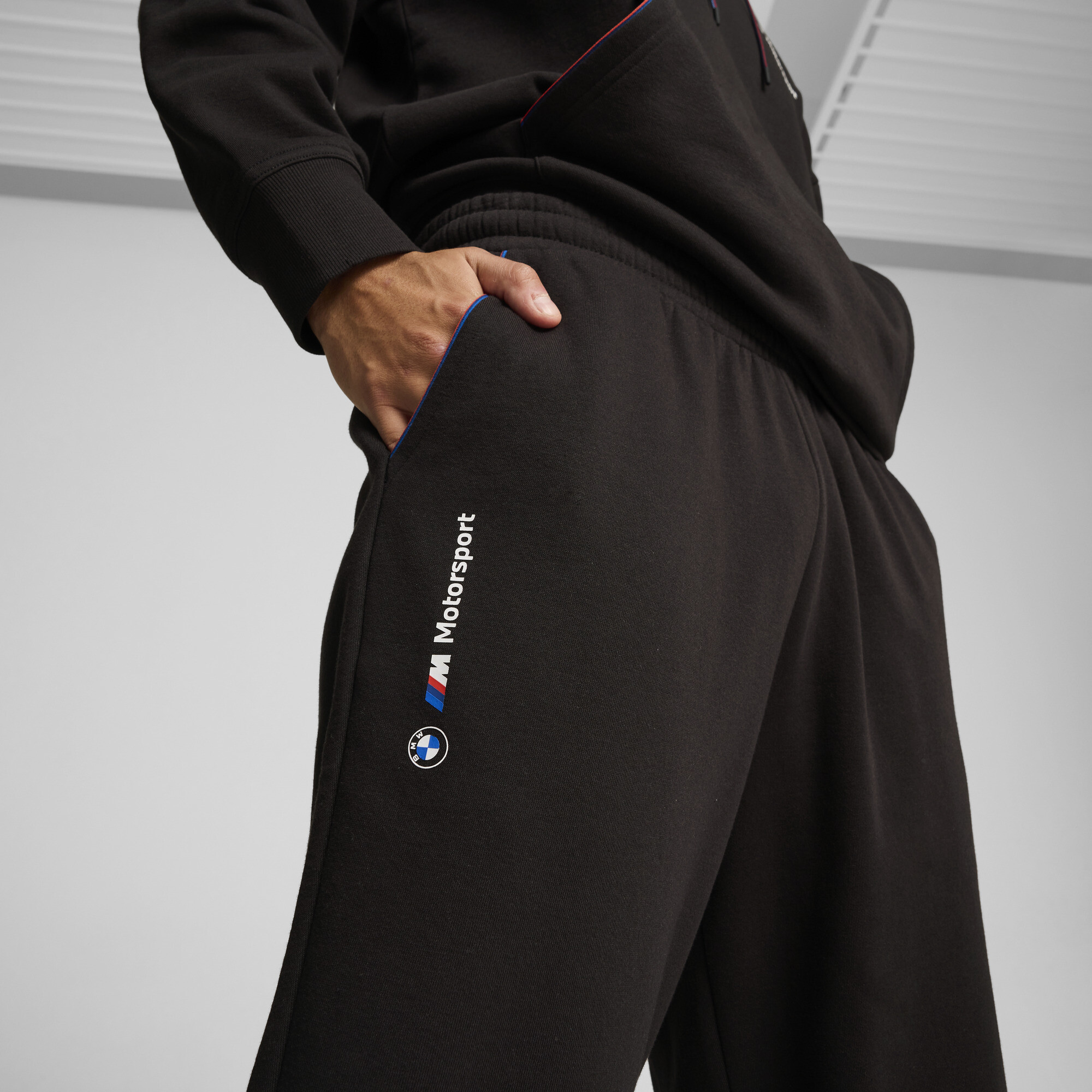 Men's Puma BMW M Motorsport ESS+ Fleece Pants, Black, Clothing