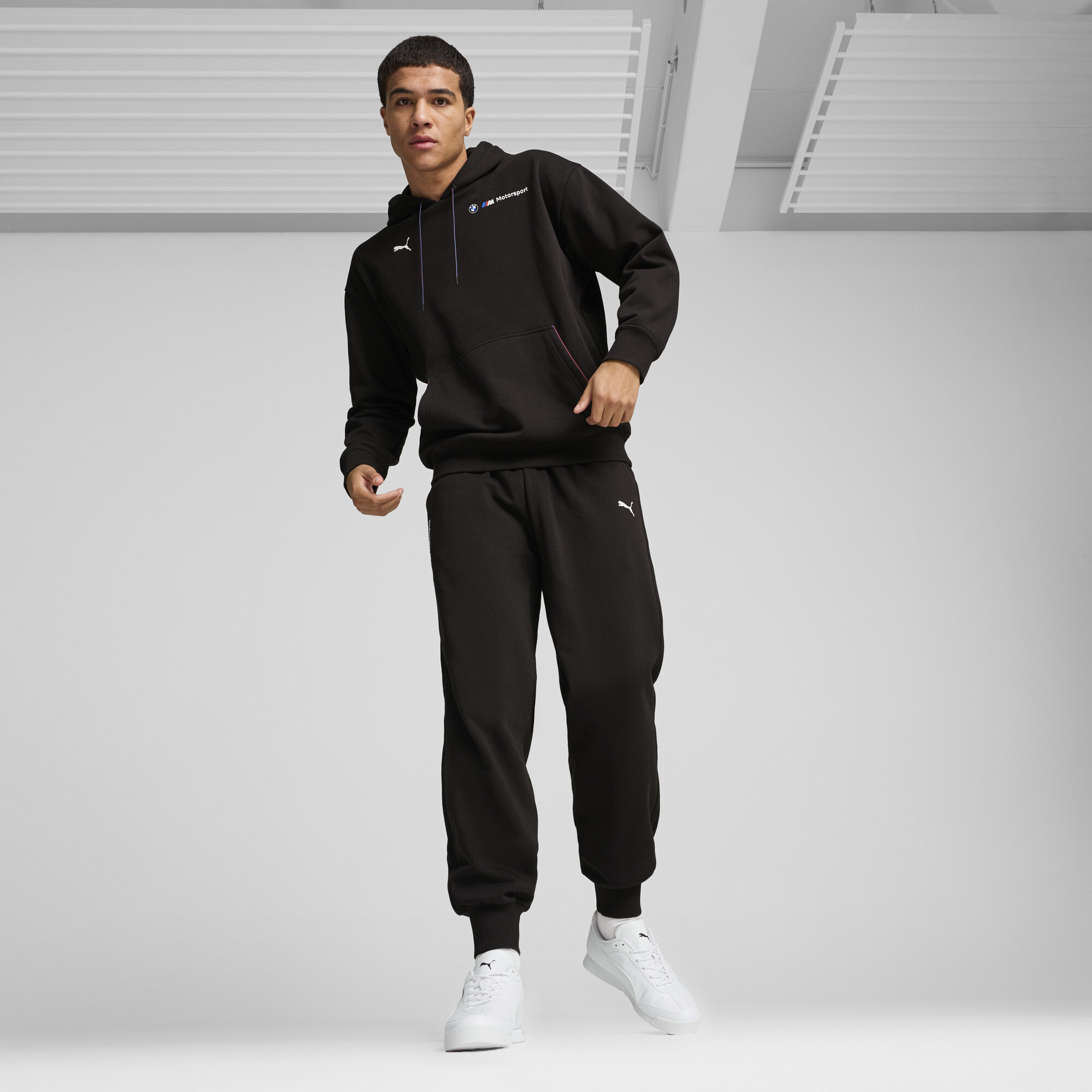 Men's Puma BMW M Motorsport ESS+ Fleece Pants, Black, Clothing