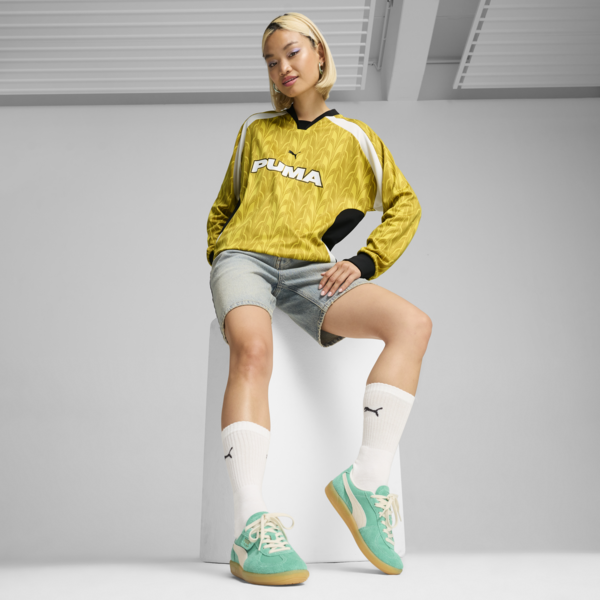 Playera de fÃºtbol  PUMA de manga larga, Fresh Pear-AOP, large-MEX