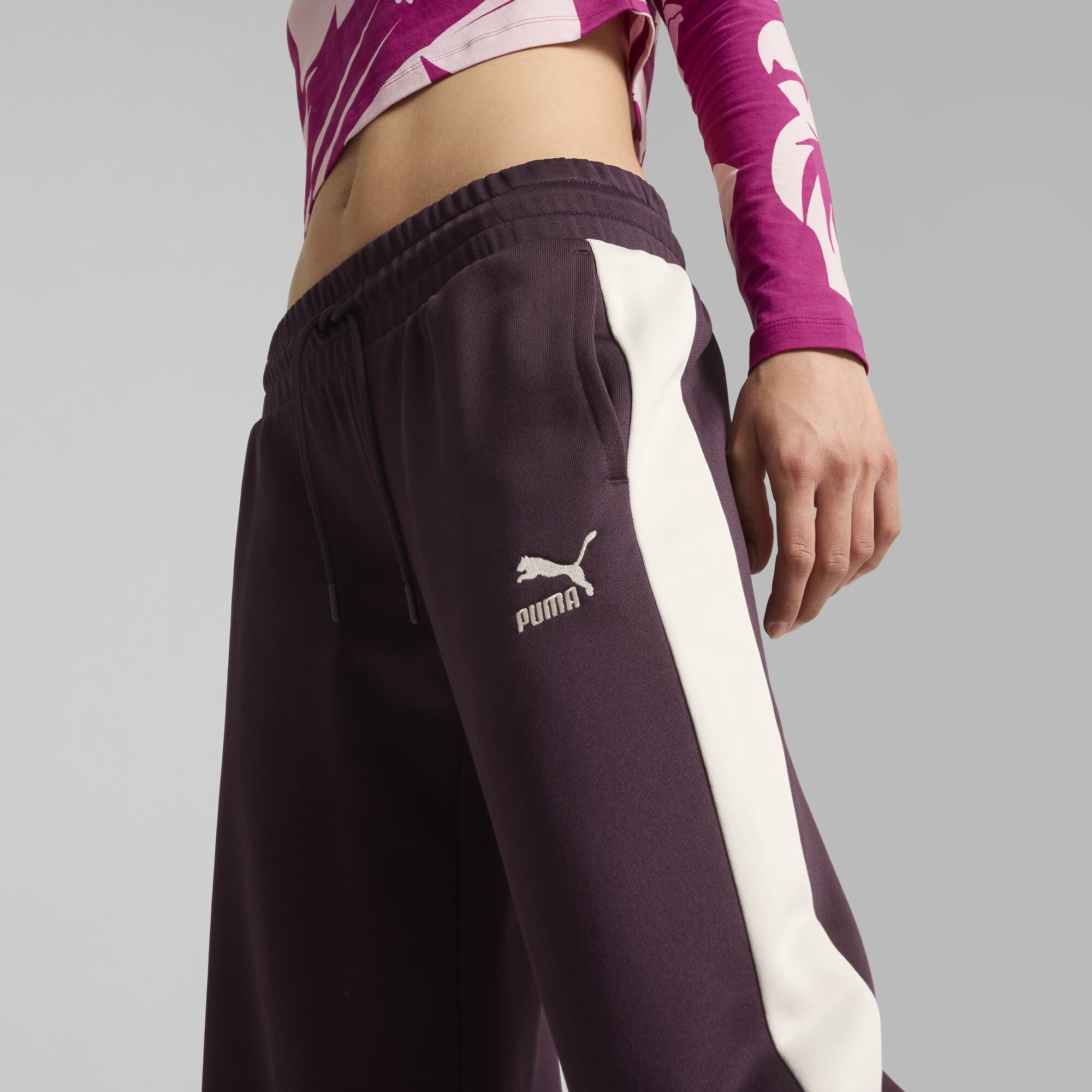 Women's Puma T7's Low Rise Track Pants, Purple, Size S, Clothing