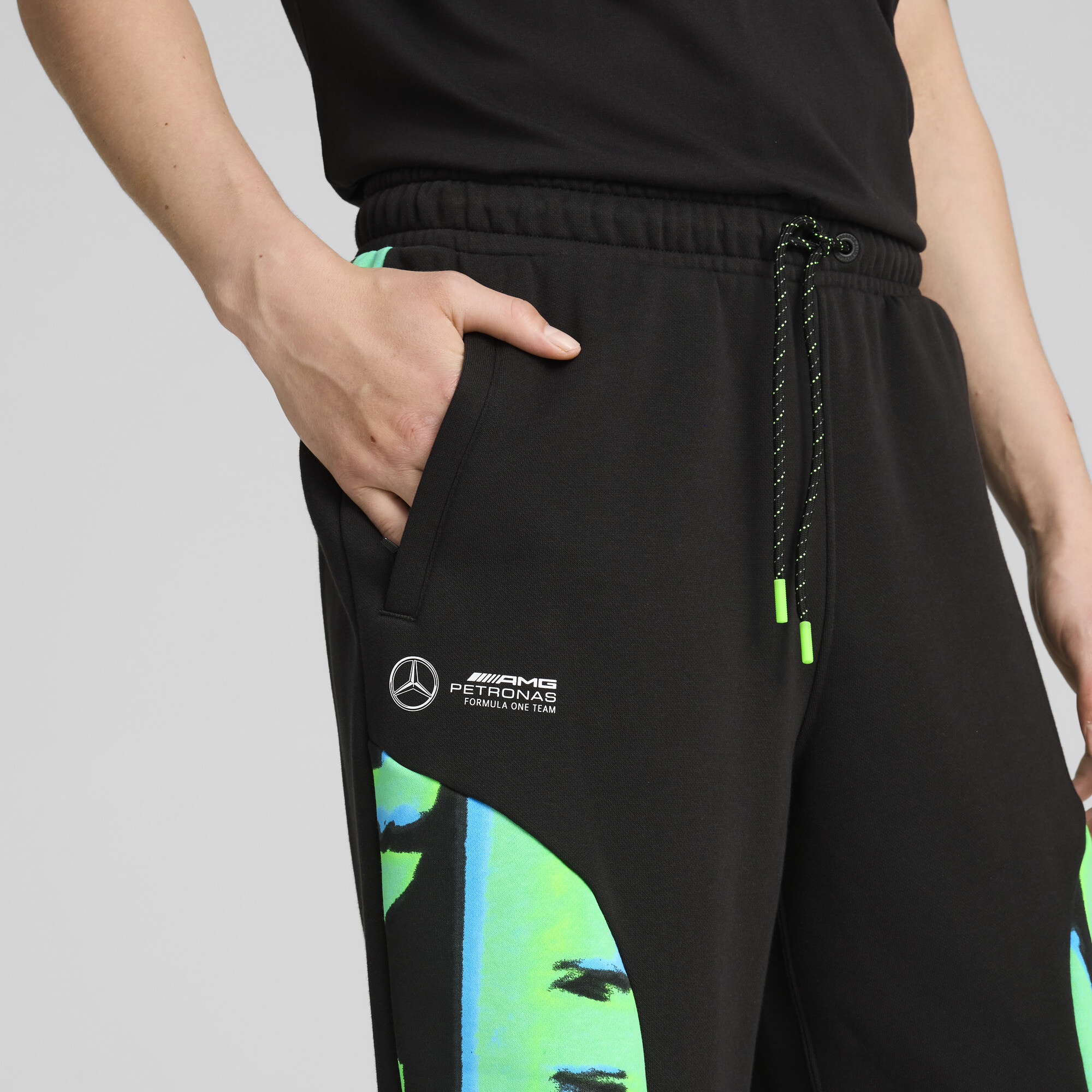 Men's Puma Mercedes-AMG Petronas F1® Neon Energy Sweatpants, Black, Size L, Sport