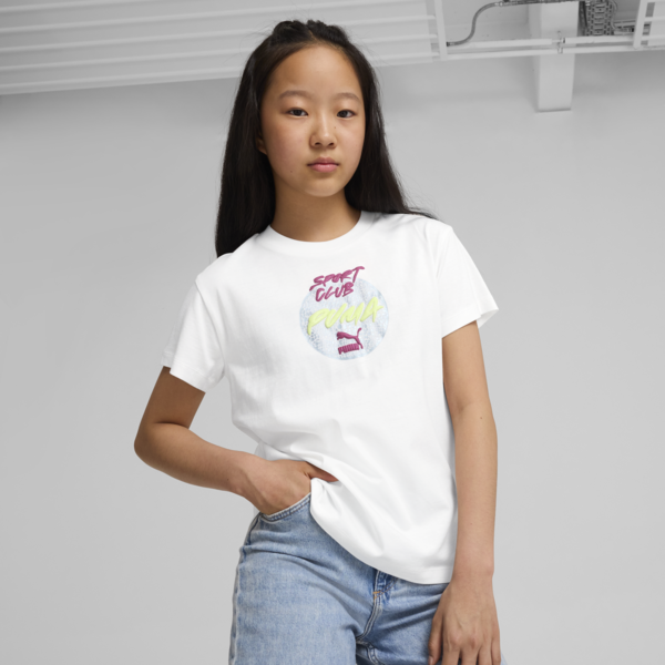 GRAPHICS Sportsclub Tee Youth, PUMA White, large-MEX