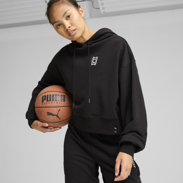 Sudadera de básquetbol con gorra para mujer, PUMA Black, large-MEX