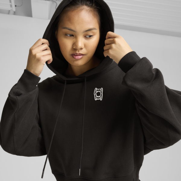 Sudadera de básquetbol con gorra para mujer, PUMA Black, large-MEX