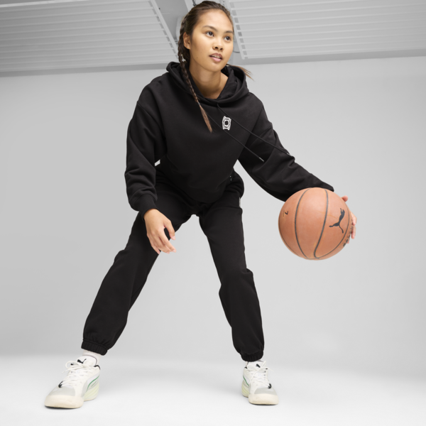 Sudadera de básquetbol con gorra para mujer, PUMA Black, large-MEX