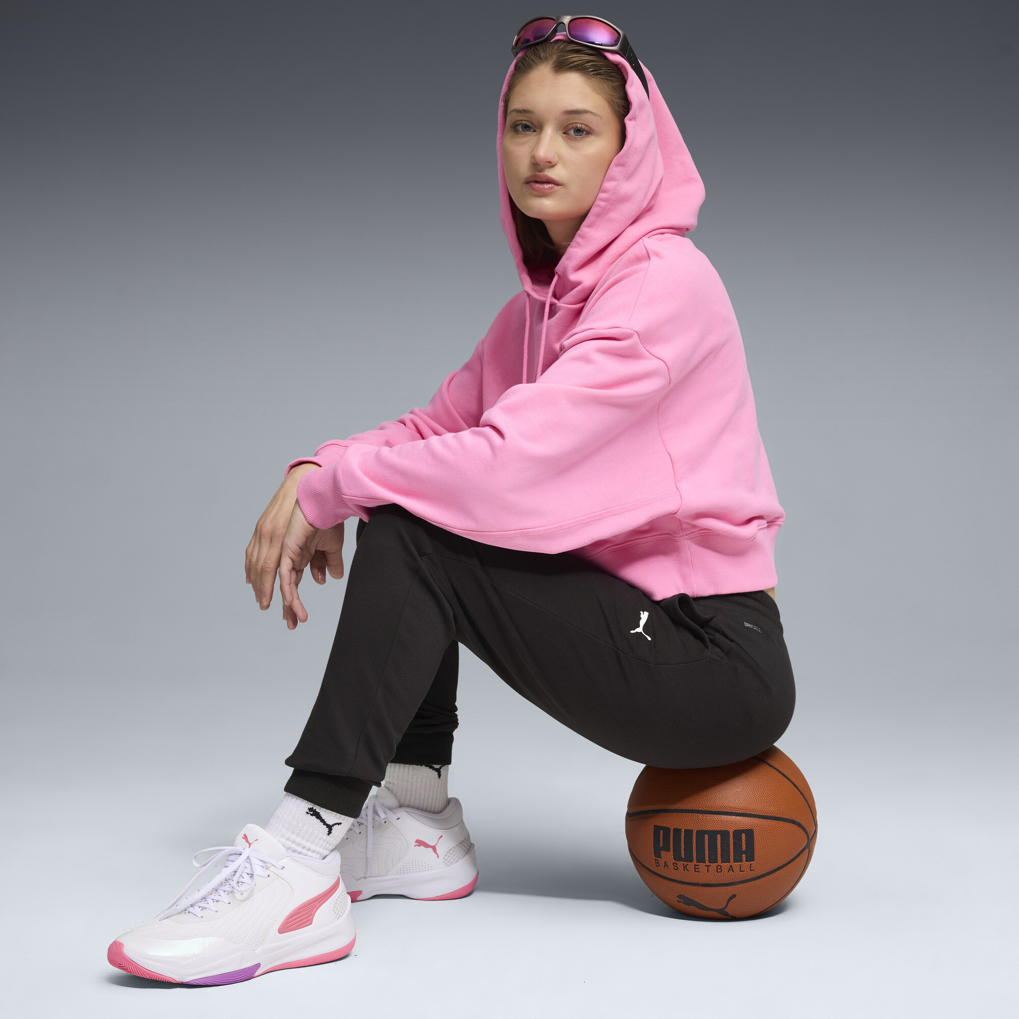 PUMA Pivot basketbalhoodie voor Dames, Roze, Maat S thumbnail 4