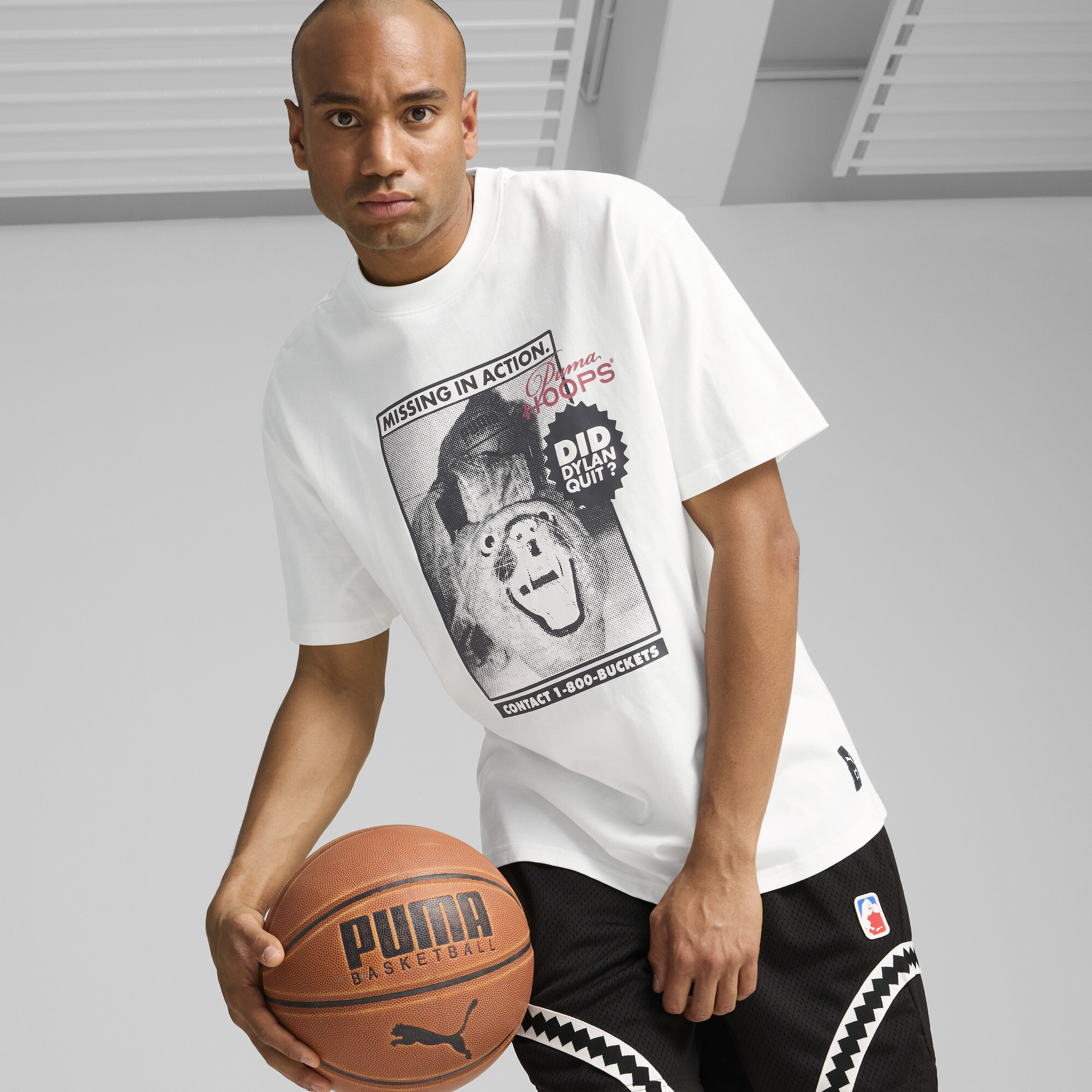 Puma Dylan Got Game Basketball-T-Shirt Herren | Mit Plain | White | Größe: S