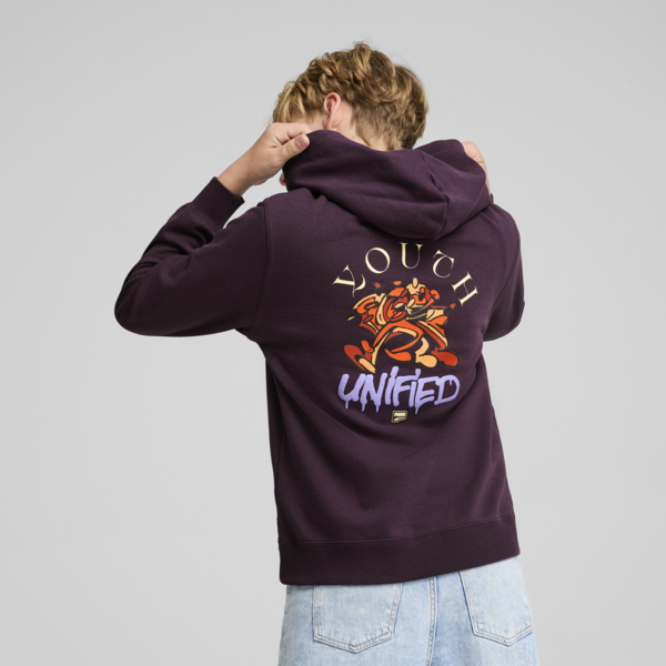 DOWNTOWN Graphic Hoodie Youth, Midnight Plum, large-MEX