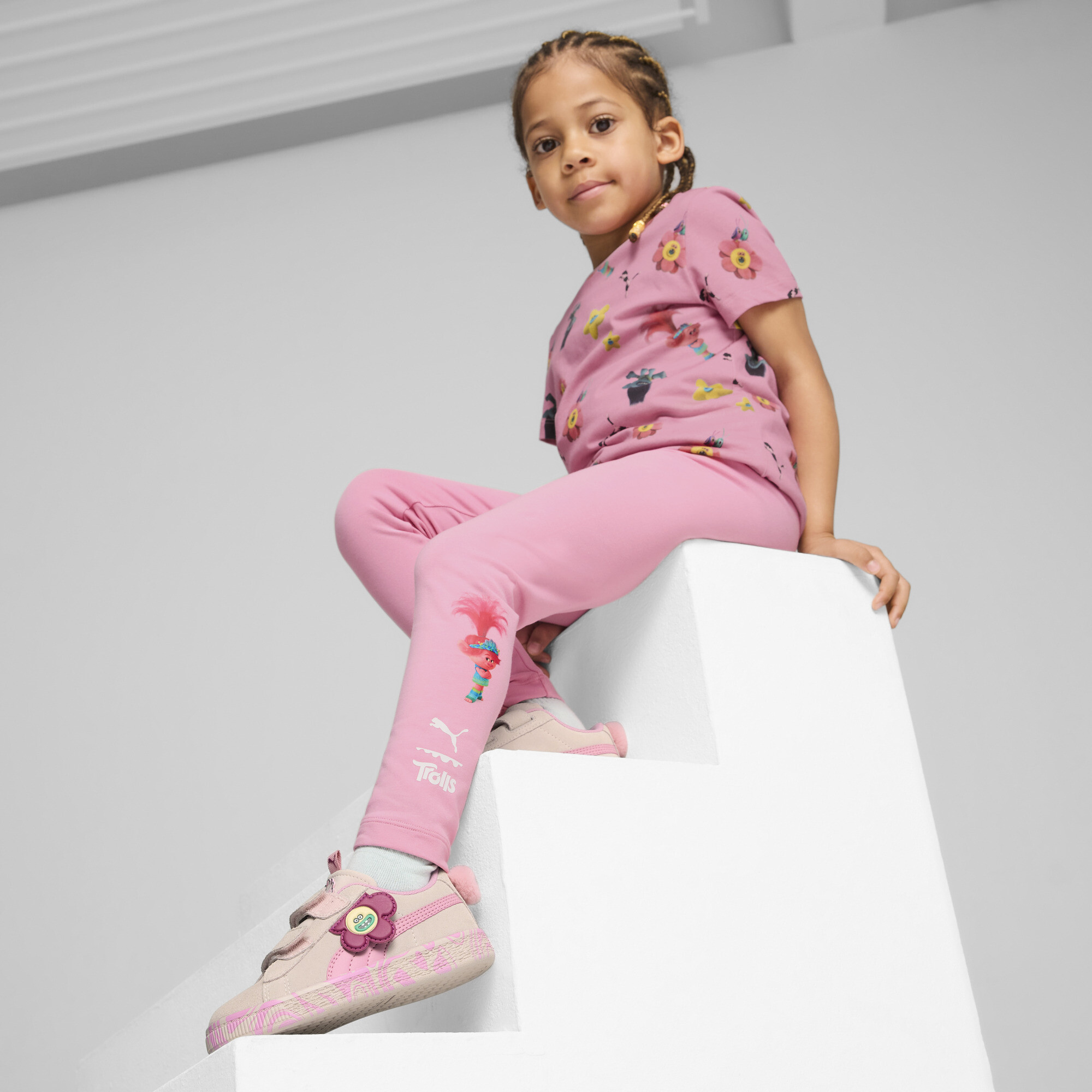 PUMA X TROLLS Leggings Kids In Pink, Size 3-4 Youth, Cotton