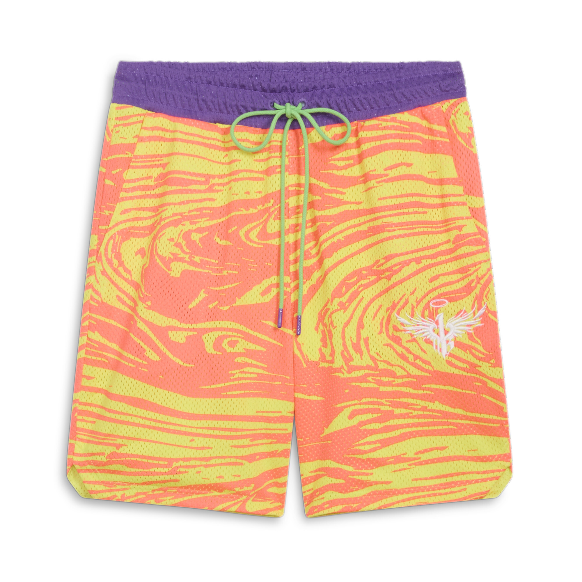 Men's Puma MELO SPARK All-Over-Print's Basketball Shorts, Yellow, Size 3XL, Clothing