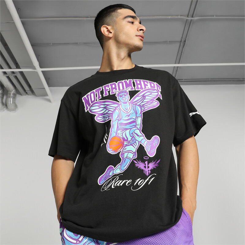 Men's PUMA MELO CHARLOTTE Basketball T-shirt in Black size M