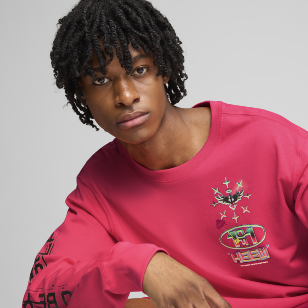 Remera de basketball MELO 1Love de manga larga para hombre, Pink Alert, large-ARG