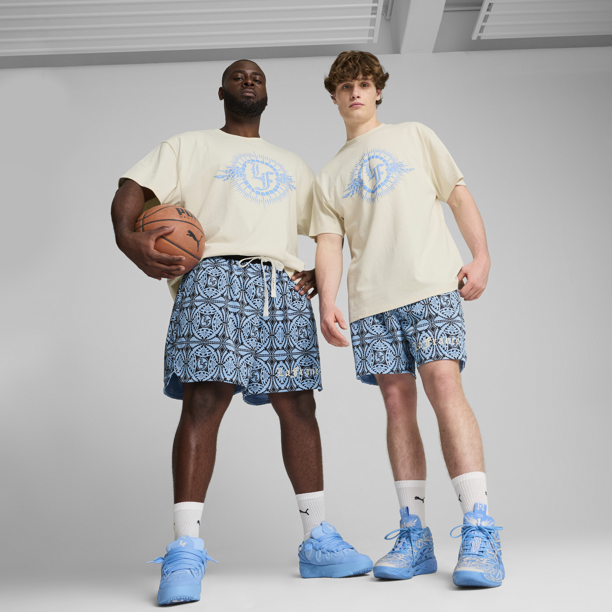 Puma HOOPS x LAFRANCÉ Mosaic Shorts Herren | Mit Plain | Light Blue/Aop | Größe: S