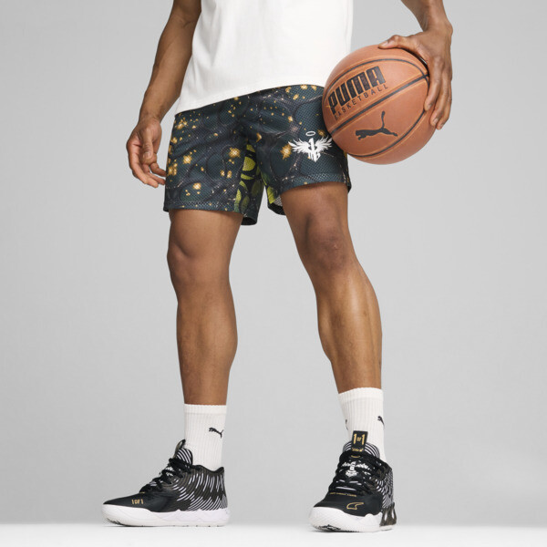 Puma X Lamelo Ball Rare Reserve Men's Basketball Shorts In Black-aop