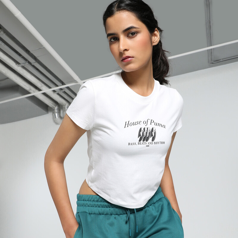 Women's PUMA GRAPHICS MUSIC Slim Fit Crop Tee