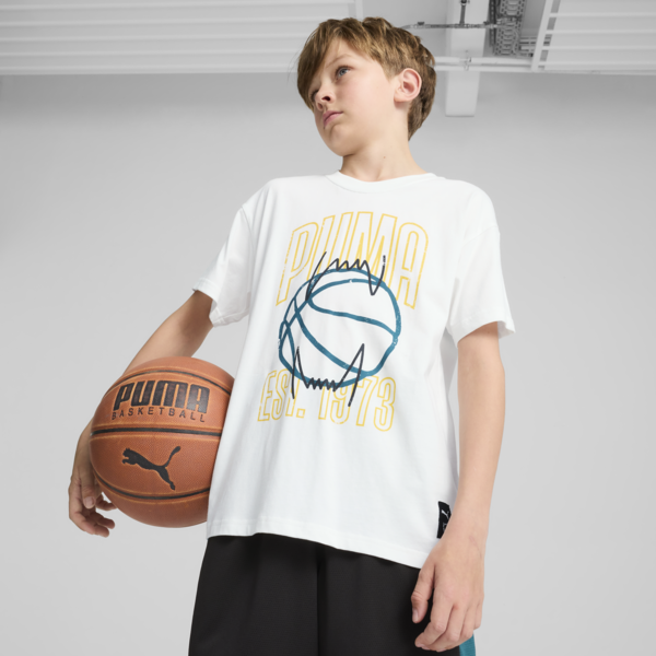 Camiseta básquetbol adolesentes, PUMA White, large-MEX