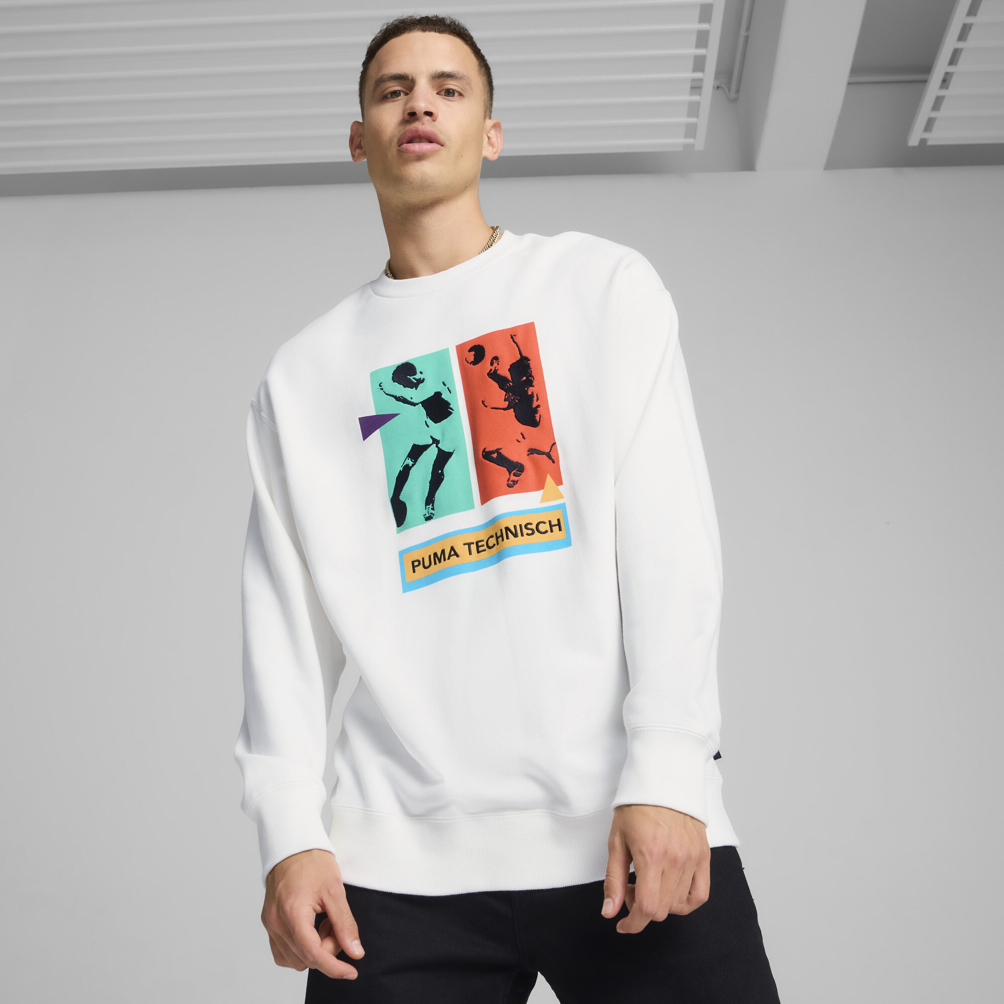 Puma GRAPHICS "Technisch" Crewneck Herren | Mit Print | White | Größe: XXL