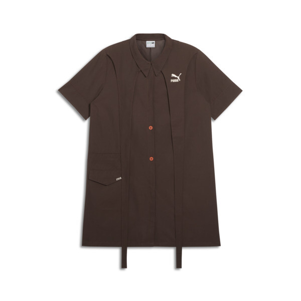 Puma We Are Legends Renaissance Women's Shirt Dress In Dark Chocolate