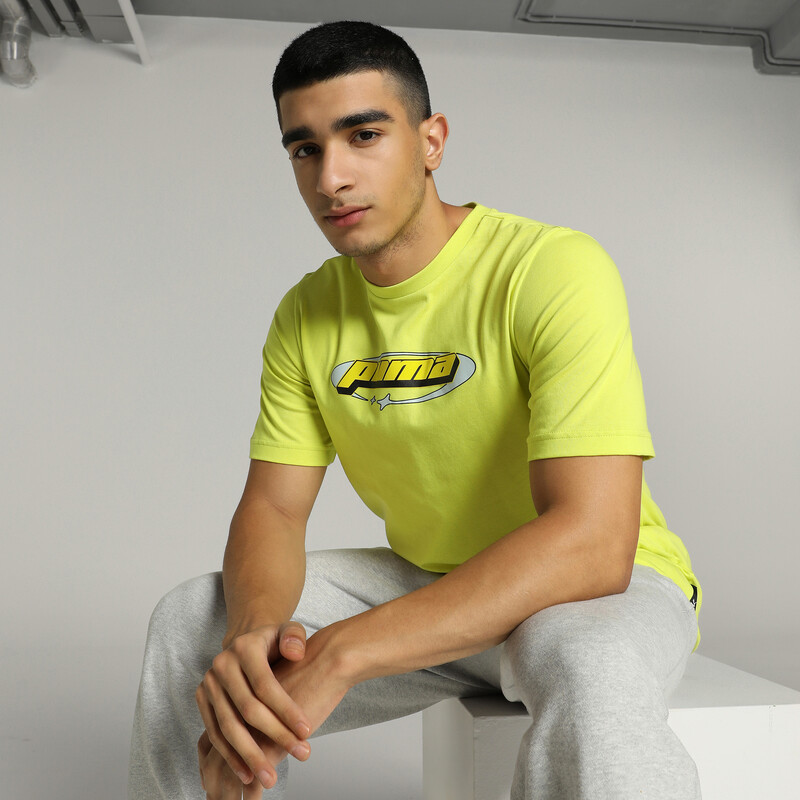 Men's PUMA GRAPHICS 2000's T-shirt in Yellow size S