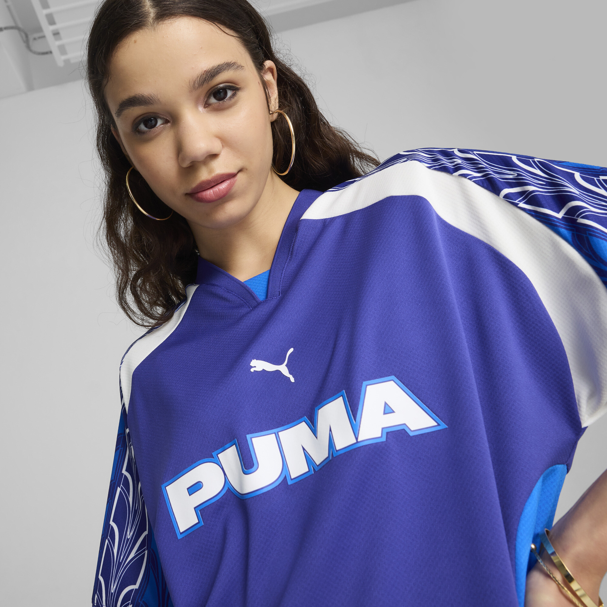 PUMA Relaxed Football Jersey Unisex In Blue, Size XL, Polyester