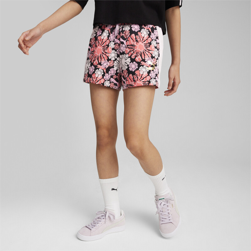 PUMA T7 SNFLR Girl's Printed Shorts in Black size 11-12Y