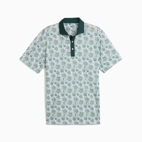 Pique Flower Fields Golf Polo Men, Dark Myrtle-White Glow, large-ZAF