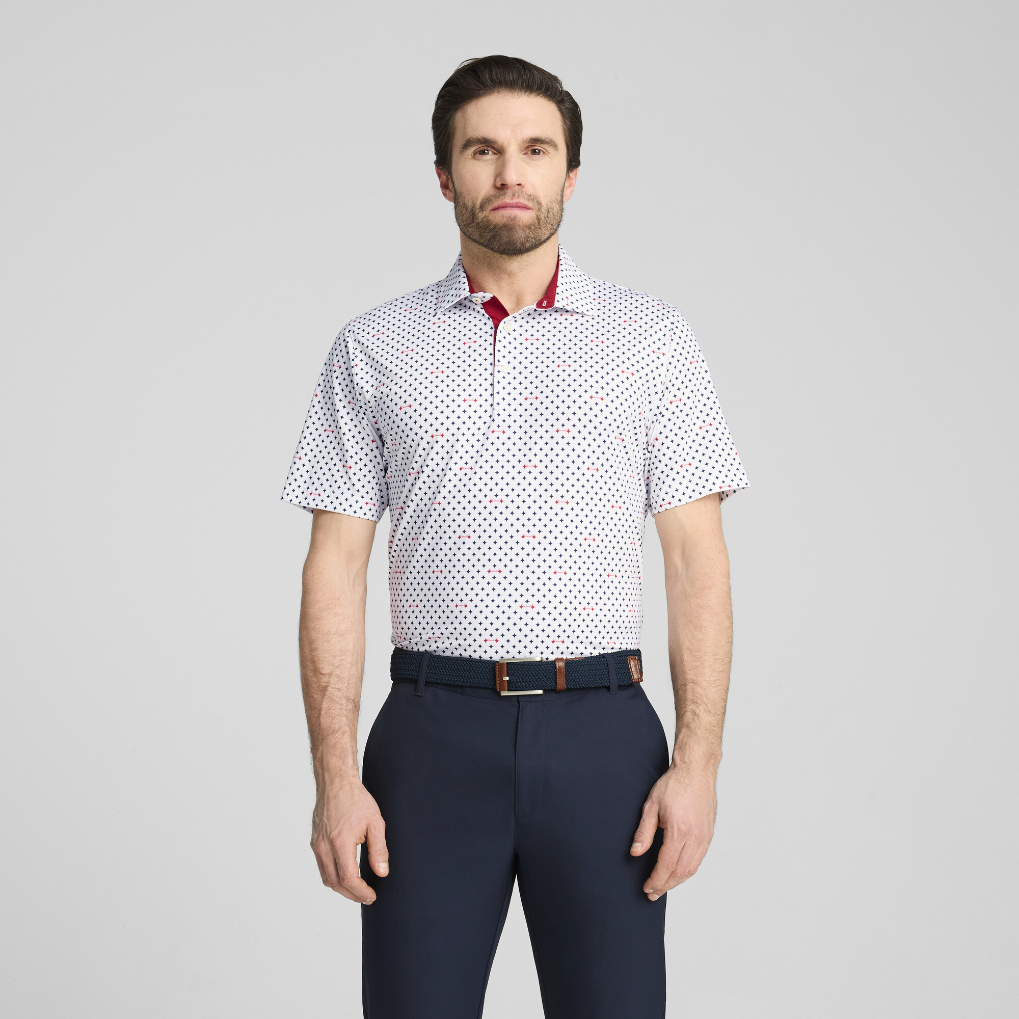 Puma MATTR Burgh Golf-Poloshirt Herren | Mit Print | White Glow/Deep Navy | Größe: 4XL