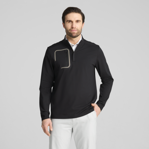CLOUDSPUN Tech Quarter Zip Golf Top Men, PUMA Black, large-ZAF