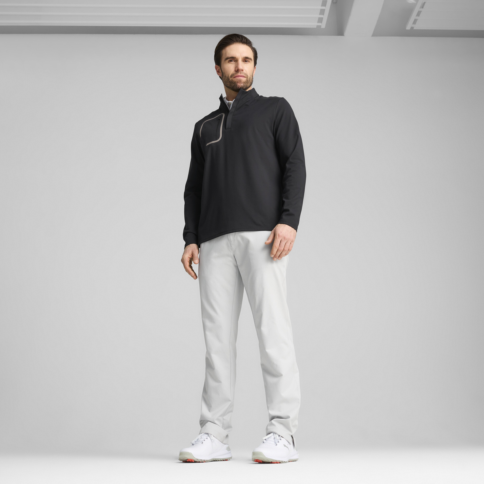 PUMA CLOUDSPUN Tech golftop met kwartrits voor Heren, Zwart, Maat XXL thumbnail 4