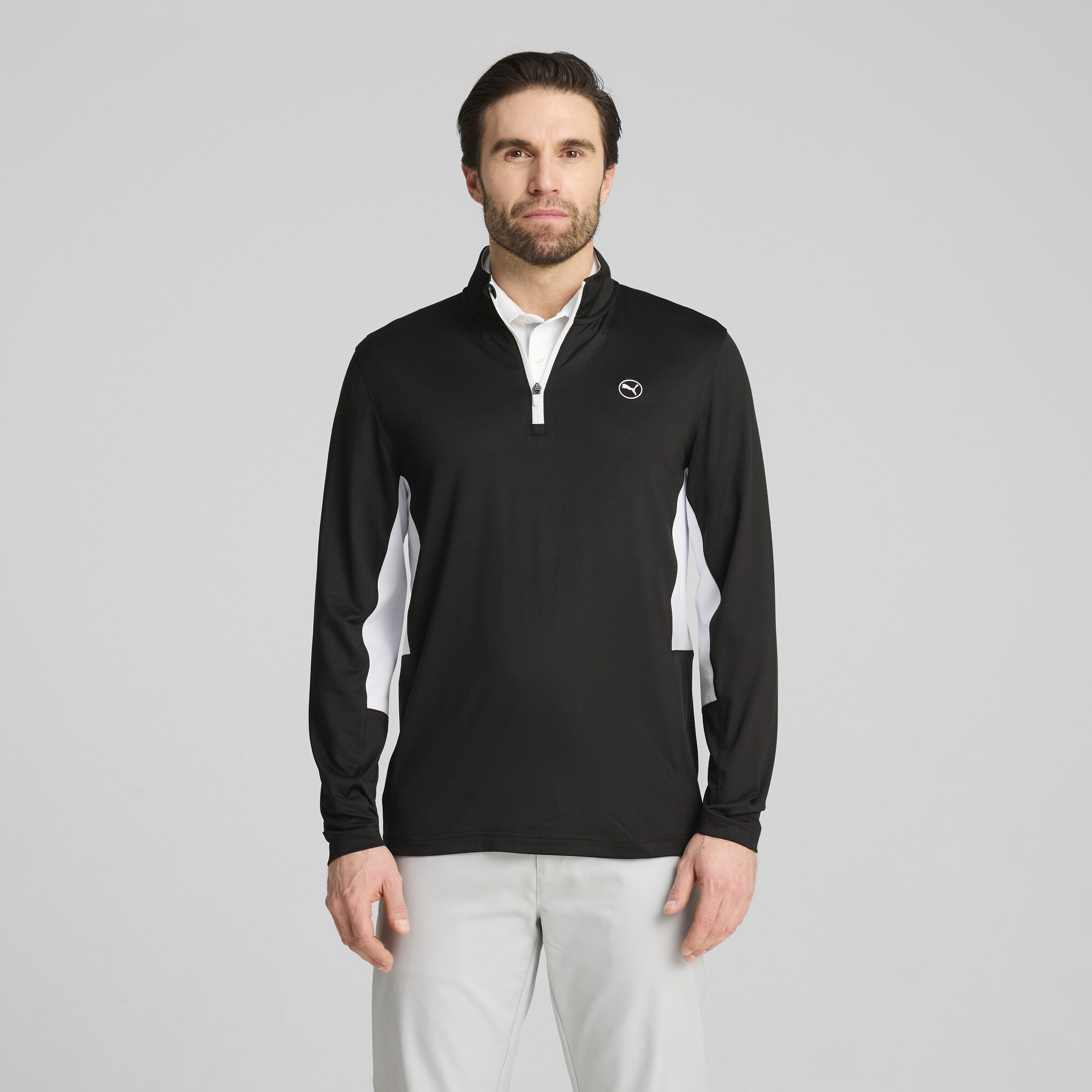 PUMA Pure 2.0 golftop met kwartrits voor Heren, Zwart, Maat XL thumbnail 4