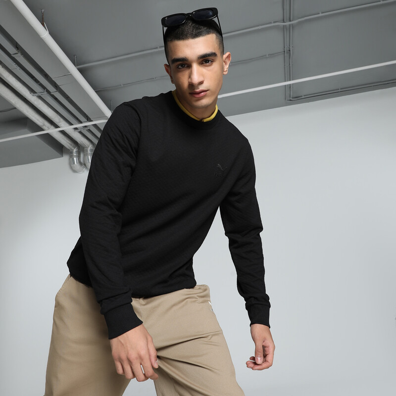 

Men's PUMA CLASSICS Textured Crew-Neck Slim Fit Sweatshirt