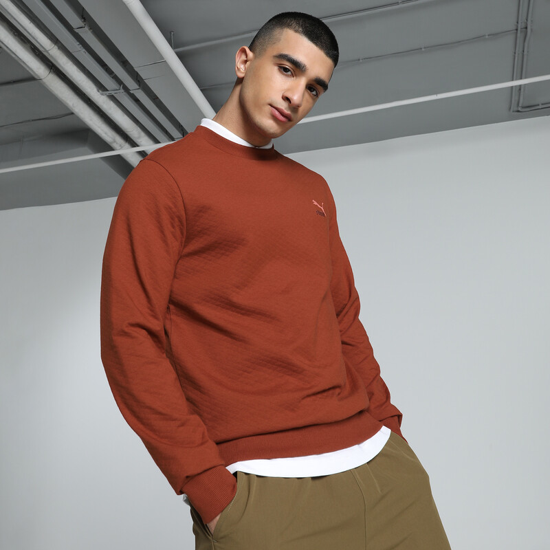 

Men's PUMA CLASSICS Textured Crew-Neck Slim Fit Sweatshirt