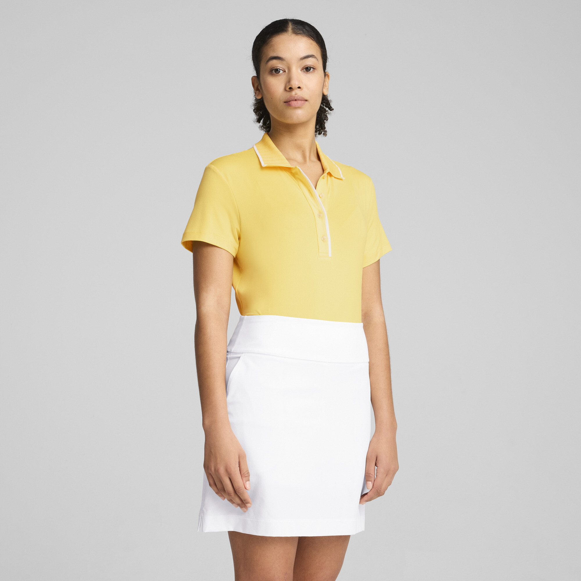 Puma CLOUDSPUN Bridges Kurzärmeliges Golf-Polo Damen | Mit Plain | Sunny Yellow | Größe: XXS