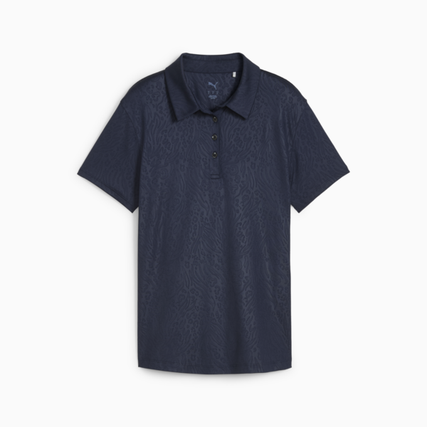 MATTR Animal Deboss Short Sleeve Polo Women, Deep Navy, large-ZAF