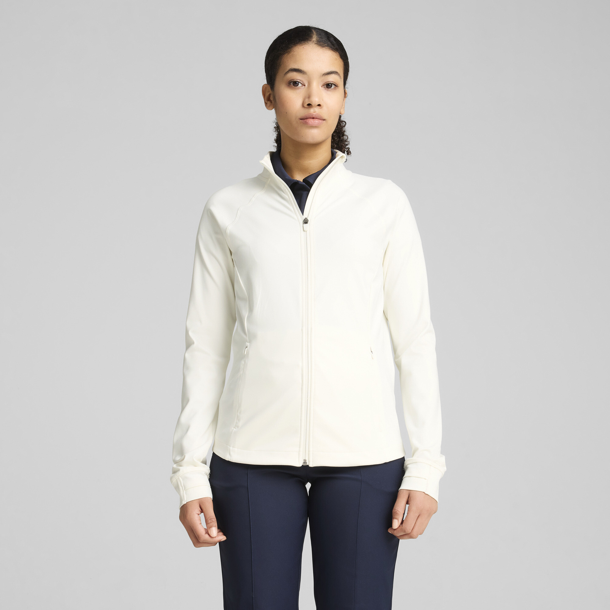 Puma CLOUDSPUN Tech Zip-Up Power Jacke Damen | Mit Plain | Warm White | Größe: XXS