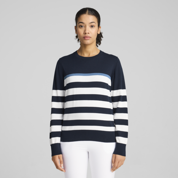 Resort Stripe Sweater Women, Deep Navy-White Glow, large-ZAF
