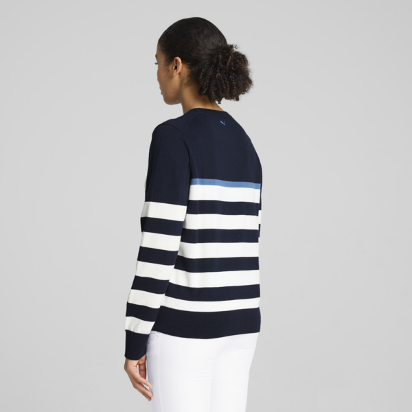 Resort Stripe Sweater Women, Deep Navy-White Glow, large-ZAF