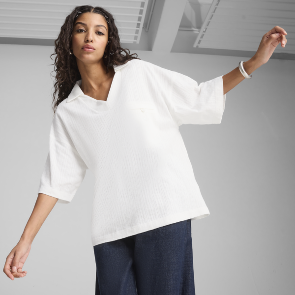 Playera oversize YONA para mujer, PUMA White, large-MEX