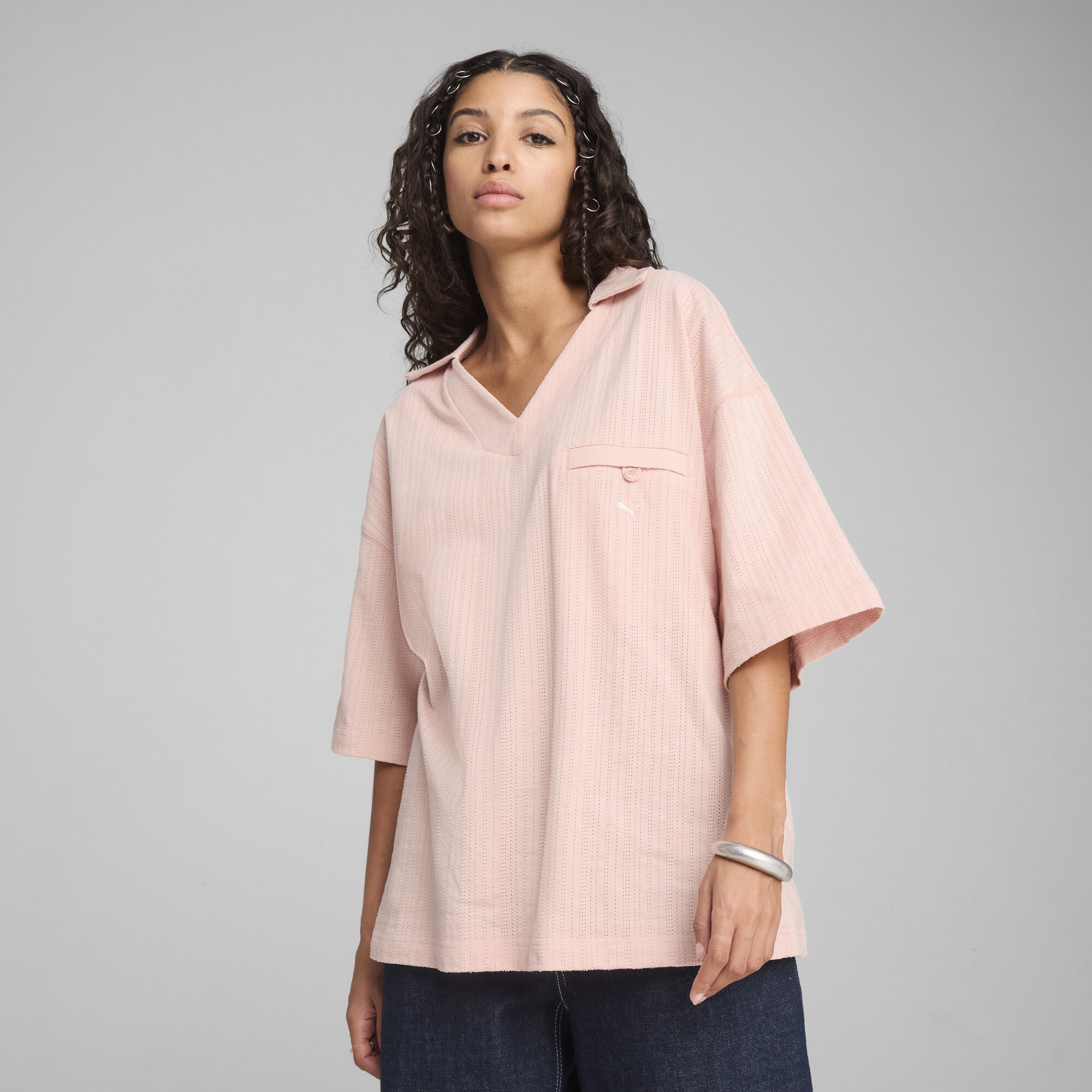Puma Yona Oversized Polo Shirt Women In Pink
