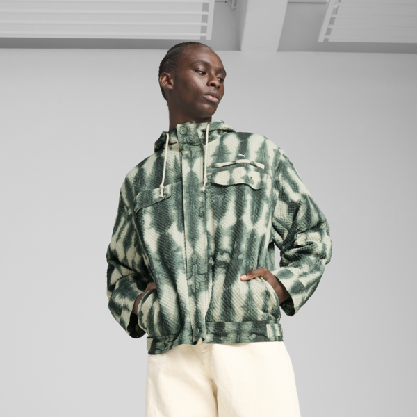 PALAIS ARTISAN Seersucker Jacket Men, Green Moon, large-MEX