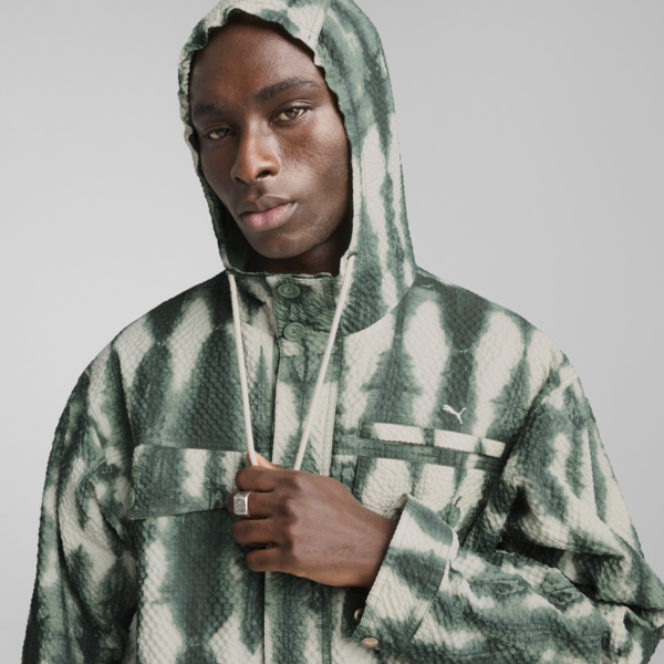 PALAIS ARTISAN Seersucker Jacket Men, Green Moon, large-MEX
