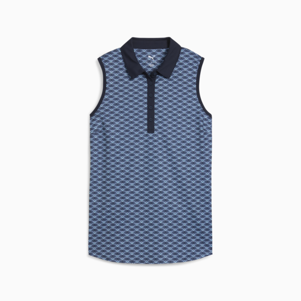 CLOUDSPUN Scallop Sleeveless Golf Polo Women, Deep Navy, large-ZAF