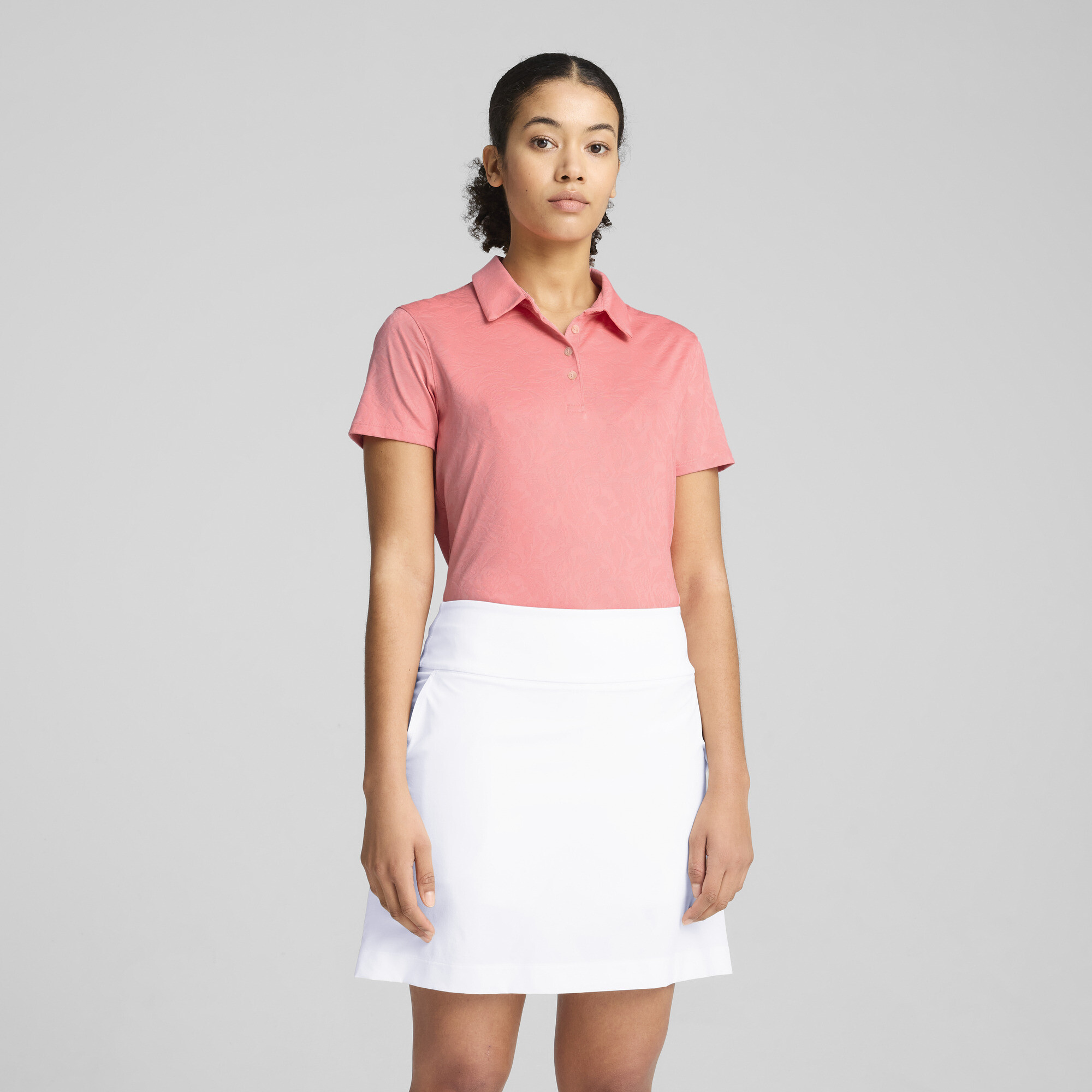 Puma MATTR Lianas Kurzärmeliges Jacquard-Polo Damen | Mit Colorful | Peach Frost | Größe: XXS