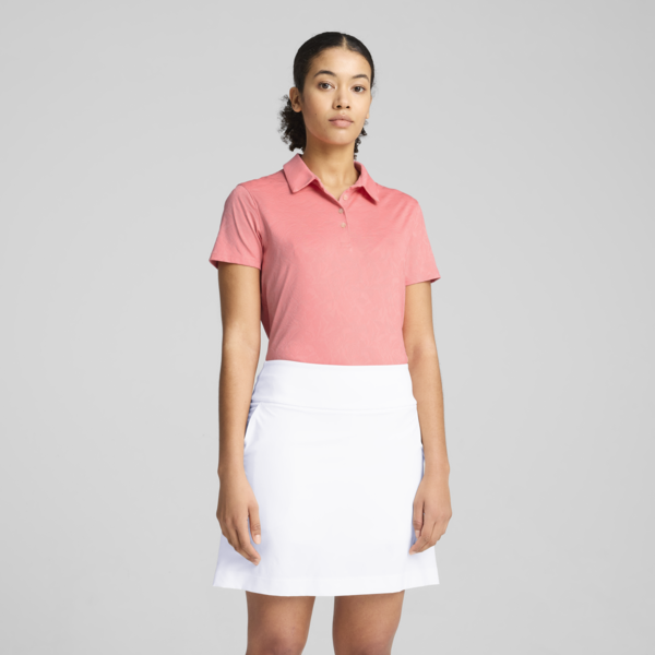 MATTR Lianas Jacquard Short Sleeve Polo Women, Peach Frost, large-ZAF