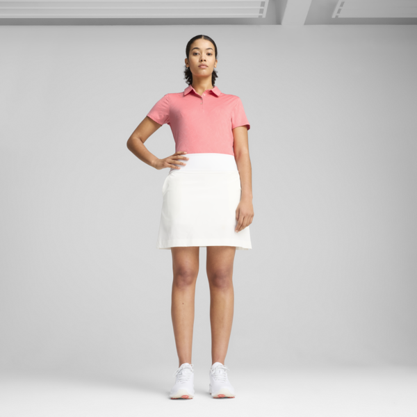 MATTR Lianas Jacquard Short Sleeve Polo Women, Peach Frost, large-ZAF