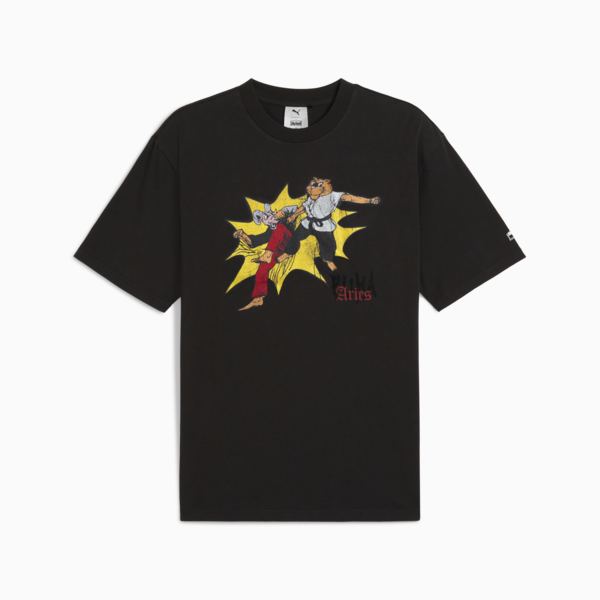 PUMA x ARIES Graphic Tee Unisex, PUMA Black, large-ZAF