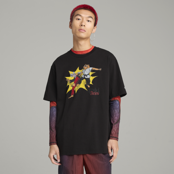 PUMA x ARIES Graphic Tee Unisex, PUMA Black, large-ZAF