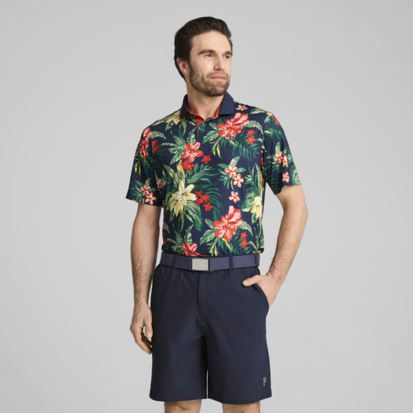 PUMA x PALM TREE CREW Floral Polo Men, Deep Navy, large-ZAF