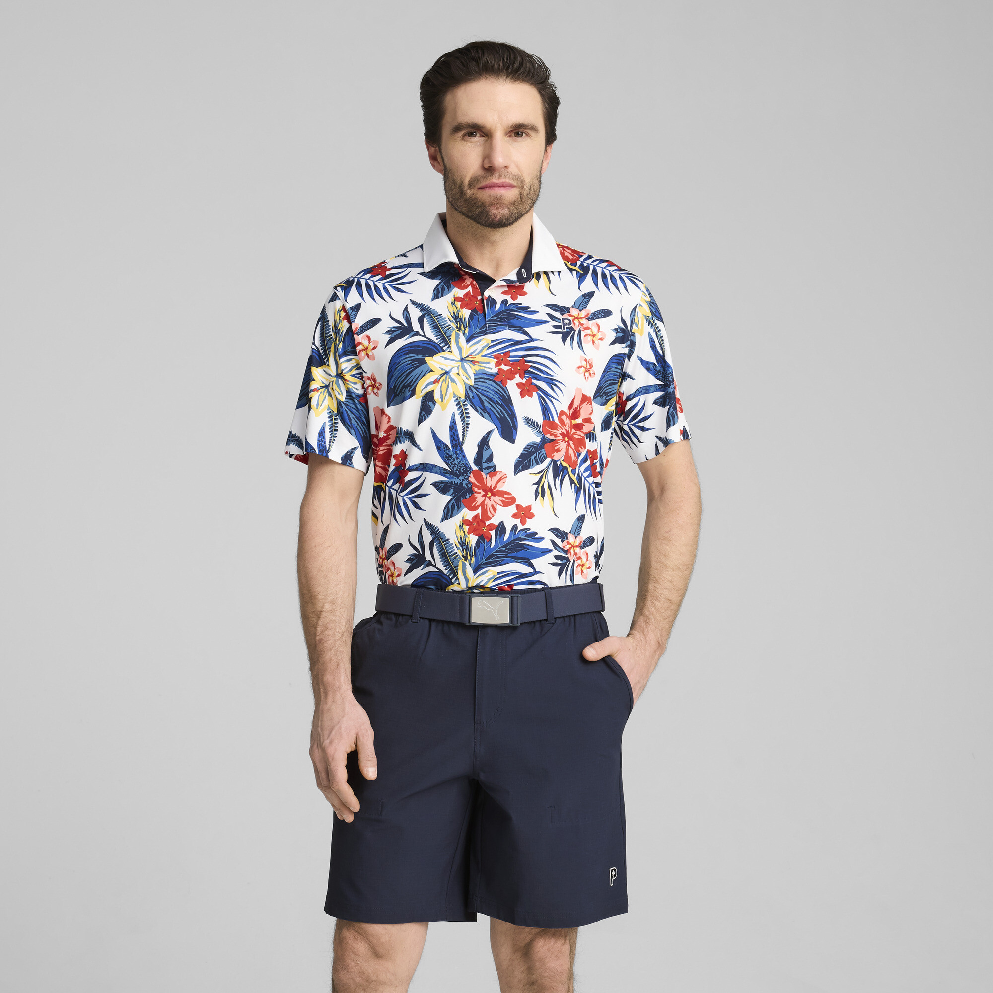 Puma x PALM TREE CREW Floral Polo Herren | White Glow | Größe: L