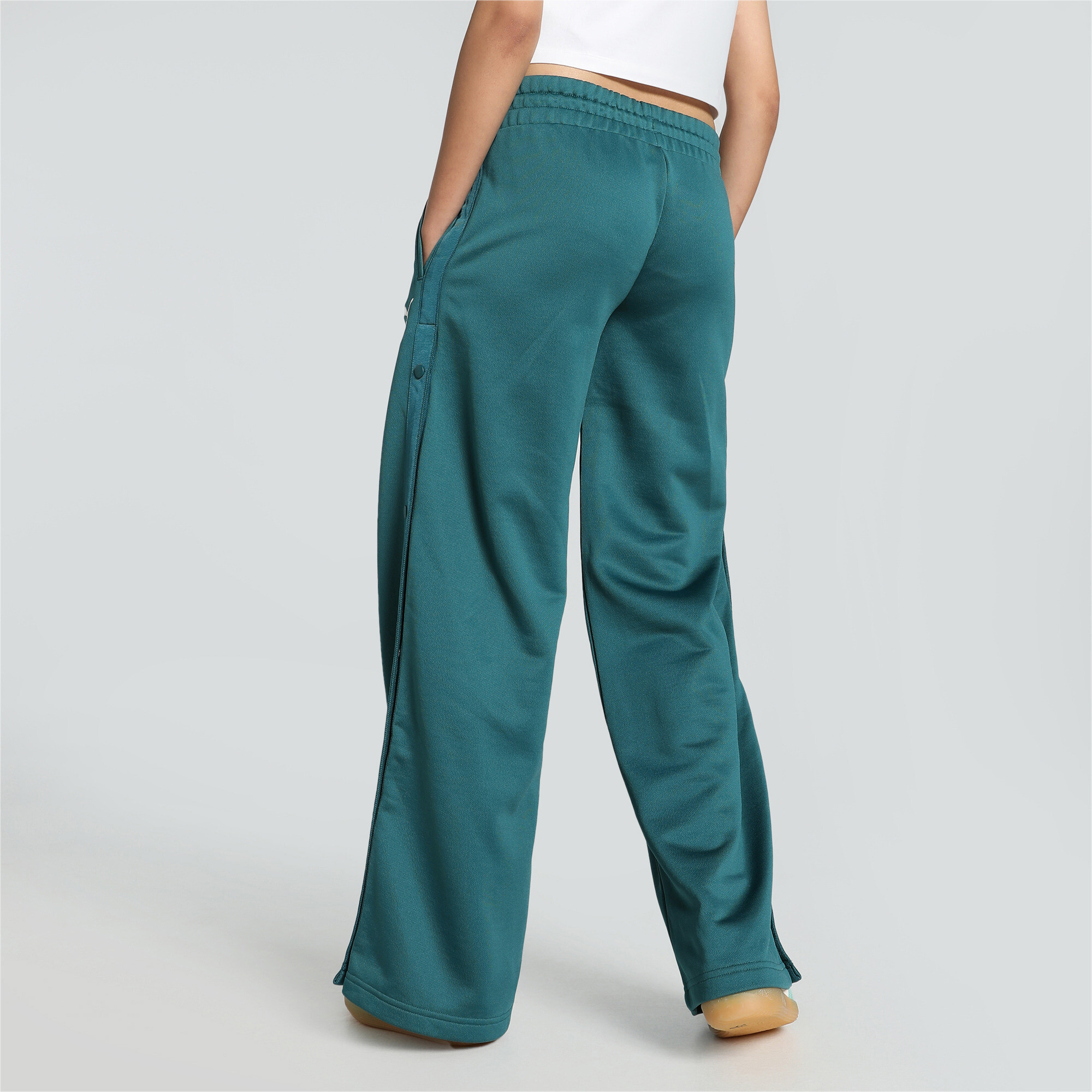 Women's Puma CLASSICS Popper Pants, Green, Size XL, Clothing